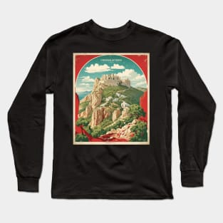 Monolithos Castle Greece Tourism Vintage Travel Poster Long Sleeve T-Shirt